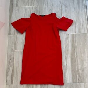 Lauren Ralph Lauren Red Cold Shoulder Mini Dress